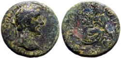 Ancient Coins - Antoninus Pius AE22.5 Tyana, Cappadocia. Tyche w. River God Phoibos.