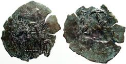 Ancient Coins - Michael VIII Palaeologus AE23 Trachy. St. George / Michael w. labarum & akakia. Constantinople
