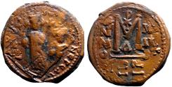 Ancient Coins - Heraclius & Heraclius Constantine AE28 Follis. Constantinople.  neat overstrikes