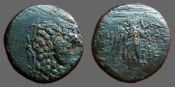 Ancient Coins - Paphlagonia, Sinope AE22 Aegis / Nike walking w. palm branch