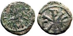 Ancient Coins - Justin I AE pentanummium  Chi-Rho Constantinople.