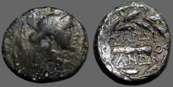 Ancient Coins - Lydia, Sardes, AE15 Apollo / Club within oak wreath.