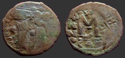 Ancient Coins - Heraclius & H. Constantine AE27 Follis, Constantinople.