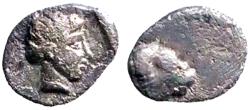 Ancient Coins - Troas, Kebren AR5 Tetartemorion. Apollo / Ram