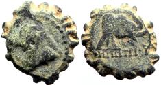 Ancient Coins - Demetrios I Soter AE15 Serrate. Horse head / Elephant head