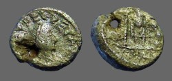 Ancient Coins - Leo I AE4. Leo stg. w. spear and captive. 