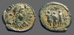 Ancient Coins - Honorius AE3 Theodosius II, Aracadius, Honorius stg.   Antioch, Turkey. 