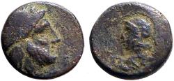 Ancient Coins - Aeolis, Autokane AE8.5 Zeus / helmeted Athena