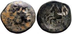 Ancient Coins - Pisidia, Termessos AE20 Zeus / forepart Horse.  spearhead countermark