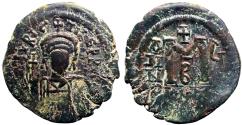 Ancient Coins - Maurice Tiberius AE27 Follis. Cyzicus year 5