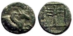 Ancient Coins - Troas, Skepsis AE8 Pegasosrhyton / Fir tree in border