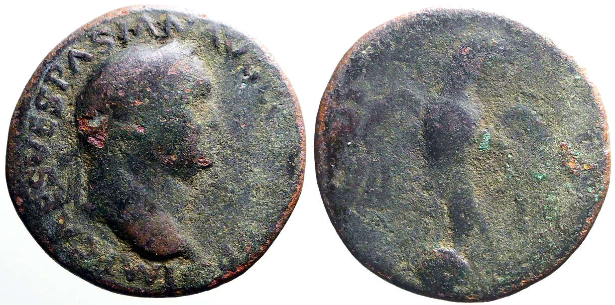 Vespasian AE27 as. Eagle on globe. Lugdunum | Roman Imperial Coins