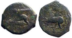 Ancient Coins - Sicily, Alaisa AE24 Griffin  / Bridled horse galloping
