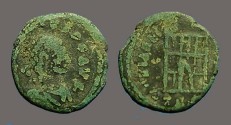 Ancient Coins - Arcadius AE4 Nummus, Campgate, Thessalonica. 