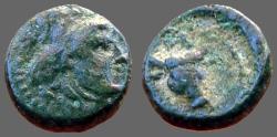 Ancient Coins - Pergamon, Mysia AE9 Hd of Apollo rt. / Horned bull 3/4 to rt.