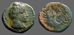 Ancient Coins - Aretas IV AE17. Monogram of Aretas IV within wreath.  9BC-40AD.