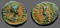 Ancient Coins - Aelia Flaccilla AE4 Salvs Reipvblice, Victory seated right, inscribing shield   S#4194. 
