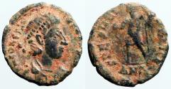 Ancient Coins - Constantius II AE3 Emperor stg w. inverted spear
