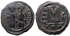 Ancient Coins - Justin II & Sophia AE30 Follis. Constantinople. year 6