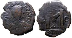 Ancient Coins - Justin I AE31 Follis.  Antioch. crescent