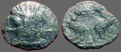 Ancient Coins - Macedona, Thessalonica, AE16 Janus / Centaurs