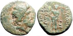 Ancient Coins - Akmoneia, Phrygia AE16 Zeus / Asklepios