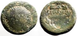 Ancient Coins - Lydia, Philadelphia AE14 Macedonian shield / Thunderbolt in wreath