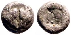 Ancient Coins - Lesbos, Mytilene AR6.5 Hemiobol. Confronting boar heads / Incuse