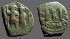 Ancient Coins - Heraclius & H. Constantine AE23 Follis.  Constantinople