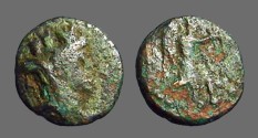 Ancient Coins - Phoenicia AE12  Veiled Tyche rt / Winged Victory adv rt.