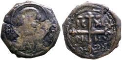 Ancient Coins - Crusades. Tancred AE22 Follis.  Saint Peter.  - crossed dies. Antioch