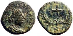 Ancient Coins - Arcadius AE10 Cross in wreath.  Antioch
