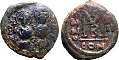 Ancient Coins - Justin II and Sophia  AE27 Follis. Constantinople.  year 12