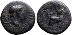 Ancient Coins - Nero AE17 Phrygia, Amorium. Zeus seated w. thunderbolt