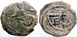 Ancient Coins - Tancred AE20 Follis. St Peter / Cross.  overstruck