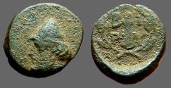 Ancient Coins - Troas, Birytis AE11 Kabeiros w. pileos / Club in wreath