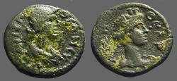 Ancient Coins - Lydia AE16 Autonomous Issue.  Bust of Roman Senate / Tyche
