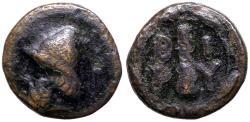 Ancient Coins - Troas, Birytis AE11 Kabeiros w. pileos / Club in wreath