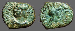 Ancient Coins - Marcus Aurelius AE16 Bostra, Arabia.  veiled & turreted city goddess
