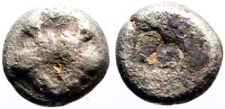 Ancient Coins - Lesbos, Mytilene AR8 Hemiobol. Confronting boar heads / Incuse