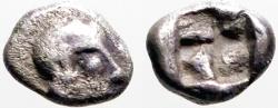 Ancient Coins - Phokaia, Ionia AR6 Obol  Athena / quadripartite incuse punch