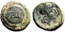 Ancient Coins - Pamphylia, Aspendos AE11 Athena / Shield w. monogram