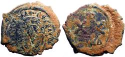 Ancient Coins - Phocas AE25 half follis.  Constantinople