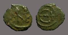 Ancient Coins - Justin II AE Pentanummium, Monogram #8 / E with officiana letter to right.