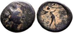 Ancient Coins - Phrygia, Apameia AE17 Turreted Tyche / Marsyas playing aulos