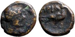 Ancient Coins - Macedon, Skione AE12 female head / Dove