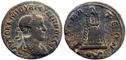 Ancient Coins - Philip I AE30 Commagene, Zeugma. Tetrastyle temple with statue of Zeus