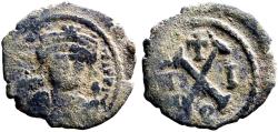 Ancient Coins - Maurice Tiberius AE18 Decanummium. Antioch, year 1