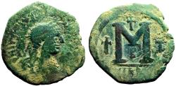 Ancient Coins - Justinian I AE30 Follis.  3 crosses.  Nikomedia