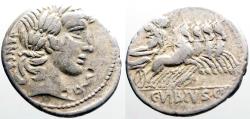 Ancient Coins - Roman Republic. C. Vibius Pansa. Denarius  Minerva driving quadriga.
